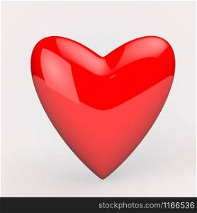 Happy Valentine&rsquo;s Day, 3d Rendering Red Heart Isolate on white background