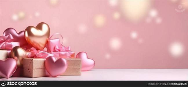 Happy Valentine&rsquo;s Day banner with ample space for text