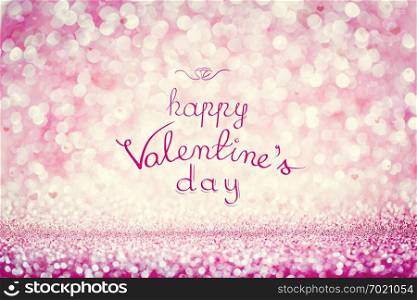 HAPPY VALENTINE&rsquo;S DAY handwriting on pink sparkly background. Celebrating love, holiday wishes.. HAPPY VALENTINE&rsquo;S DAY writing on pink background