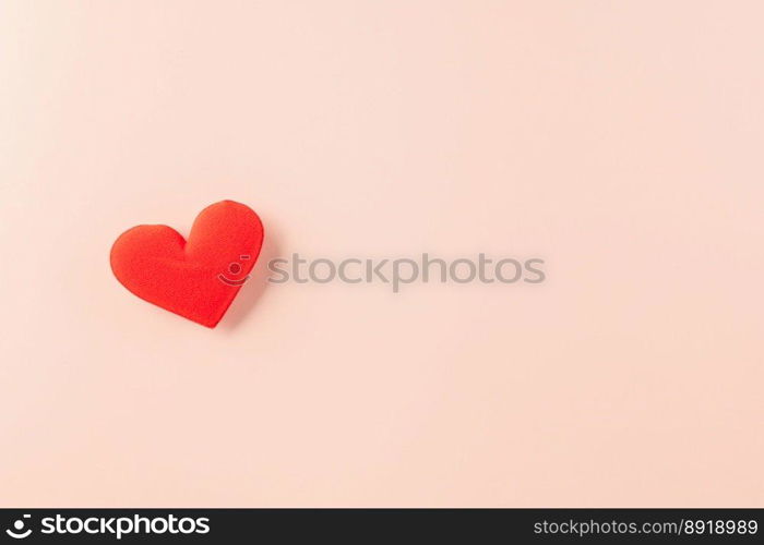 Happy Valentines Day background. Top view flat lay of red hearts shape on pink background with copy space, Valentine day concept, Banner of holiday