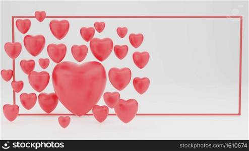 Happy valentines day red heart romantic White valentine background Floating hearts with happy greetings
