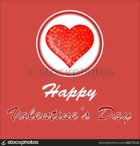 Happy Valentines Day Romantic Banner with Red Heart on White Background.. Happy Valentines Day Romantic Banner