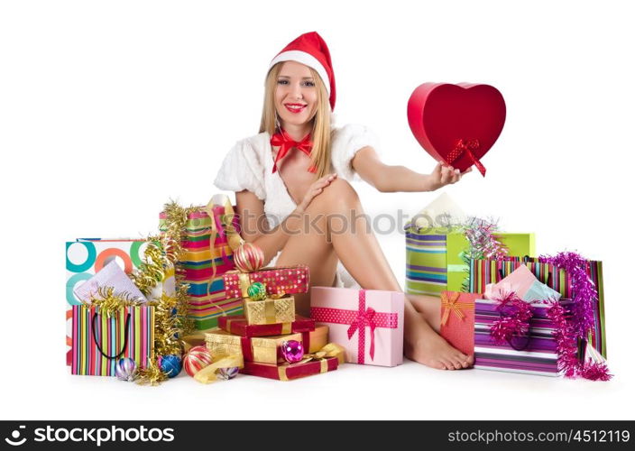 Happy woman after christmas shopping