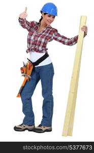 Happy woman carpenter