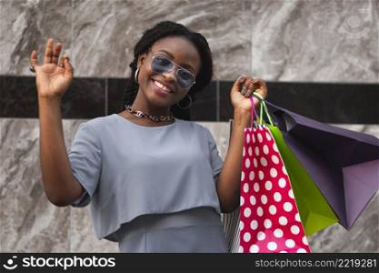 happy woman customer shopping