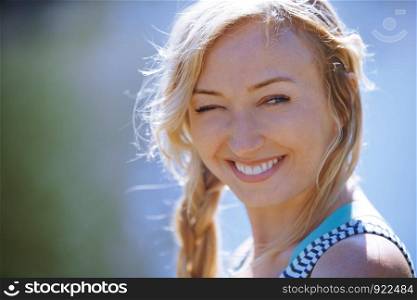 Happy woman enjoying outdoors