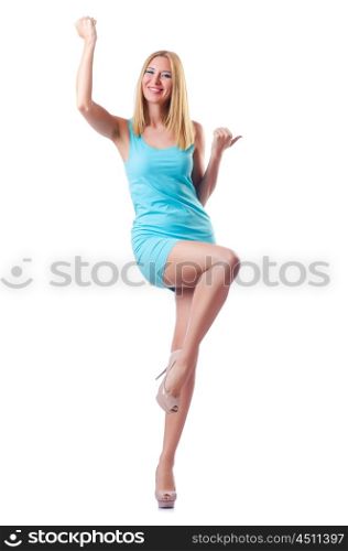 Happy woman isolated on the white