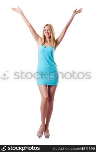 Happy woman isolated on the white