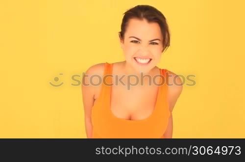 Happy Woman Jumping Candid Portrait