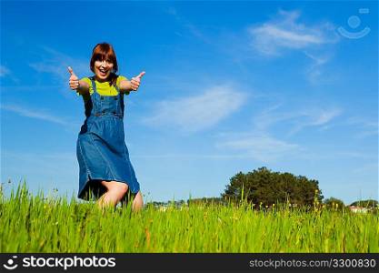 Happy woman on nature