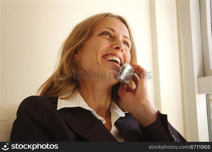 Happy woman on phone