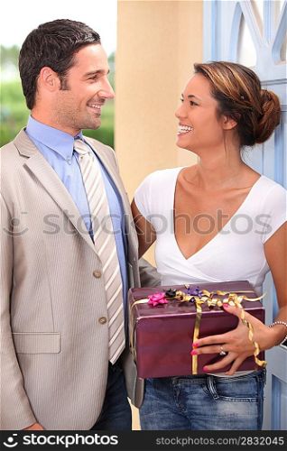 Happy woman with gift