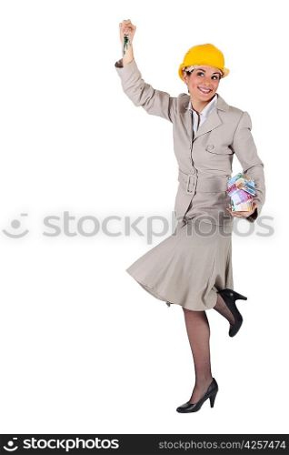 Happy woman with keys in hand