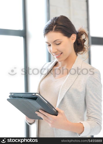 happy woman with tablet pc computer