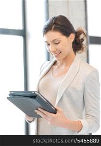 happy woman with tablet pc computer