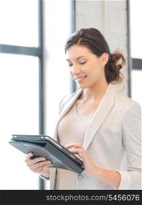 happy woman with tablet pc computer