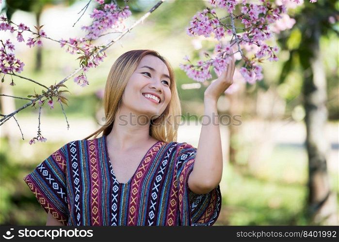 Happy women in nature background