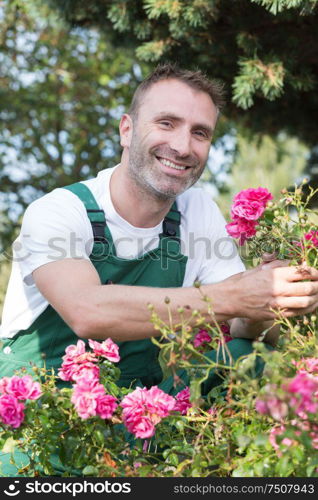 happy worker in the garden