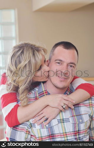 happy young adults portrait at home indoors