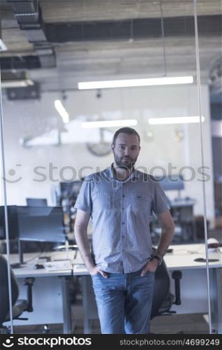 happy young business man at modern startup office
