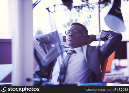 happy young business man portrait in bright modern office indoor