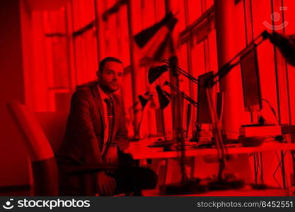 happy young business man portrait in bright modern office indoor