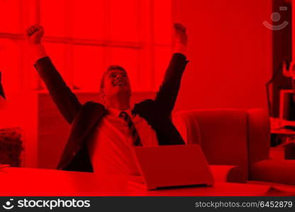 happy young business man portrait in bright modern office indoor