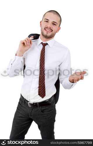 happy young business man portrait isolated on white