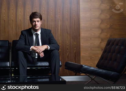 happy young business man work in modern office on computer