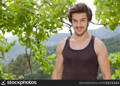 happy young casual man outdoor portrait
