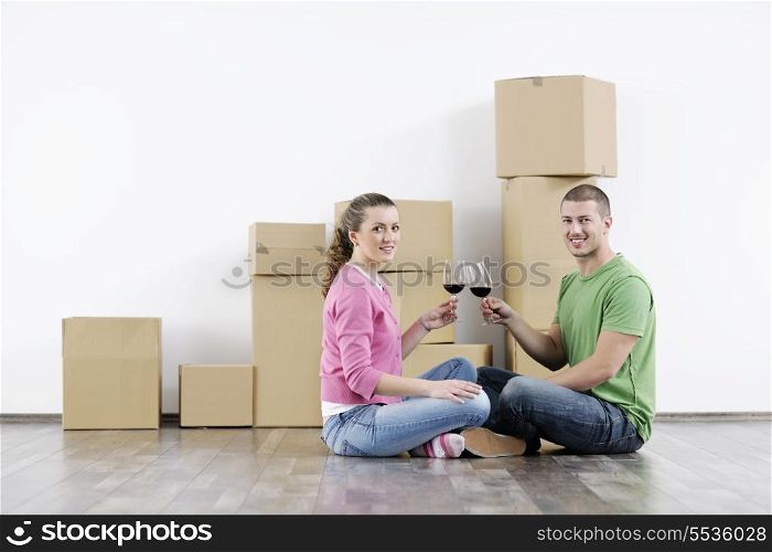 happy Young couple moving in new home