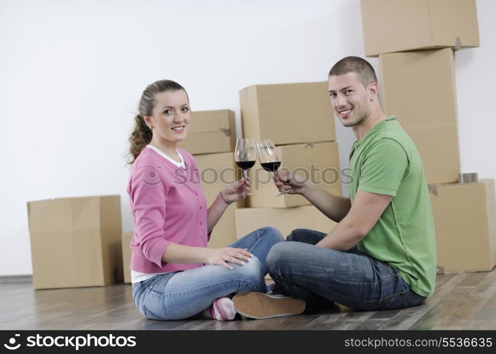 happy Young couple moving in new home