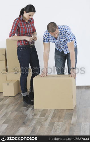 happy Young couple moving in new home