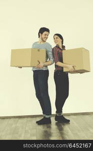 happy Young couple moving in new home