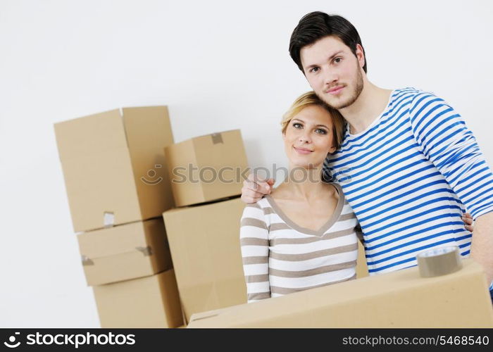 happy Young couple moving in new house