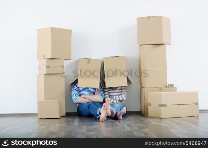 happy Young couple moving in new house