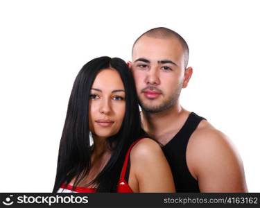 Happy young ethnic latino couple isolated on white