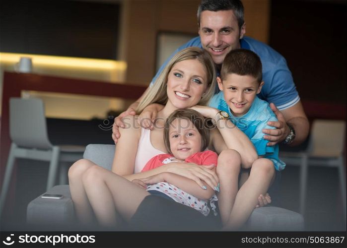 Happy Young Family Playing Together at home.