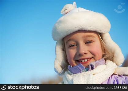 Happy young girl winter portrait