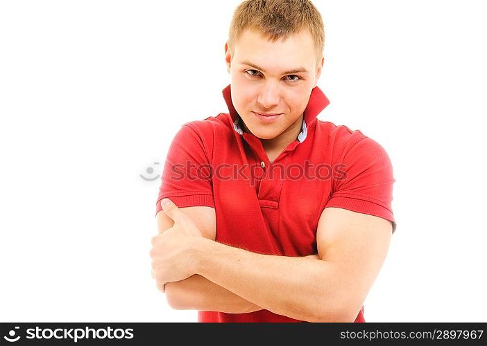 happy young man. Isolated over white.