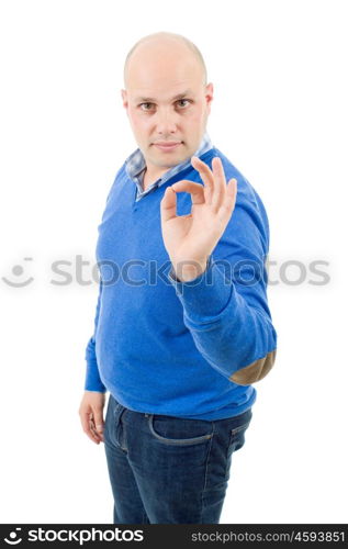 happy young man winning, isolated on white background