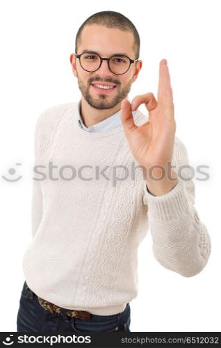 happy young man winning, isolated on white background. winning