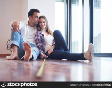 happy young romantic couple at new modern home interior renovation