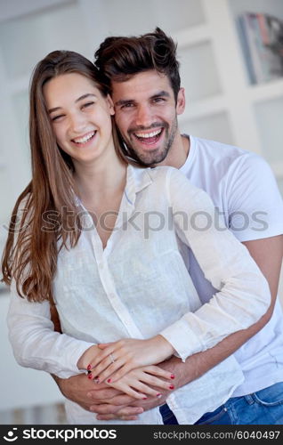 happy young romantic couple have fun relax smile at modern home outdoor terace balcony terace