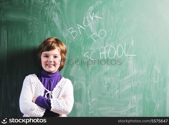 happy young school girl portrait on math class