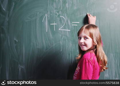 happy young school girl portrait on math class