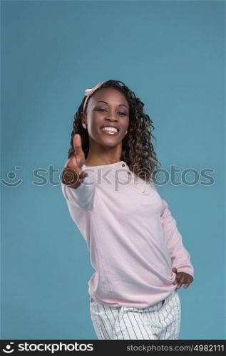 Happy Young Smiling African Woman Thumbs Up