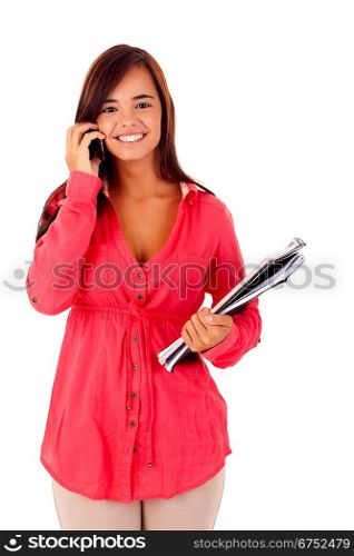 Happy young student on the phone