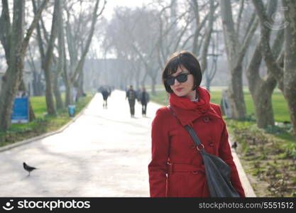 happy young tourist woman travel visit ancient istambul in turkey and old ayasofya blue mosque