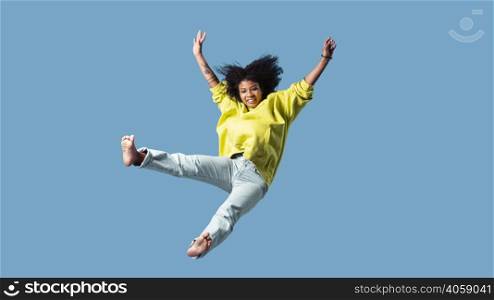 happy young woman jumping 2